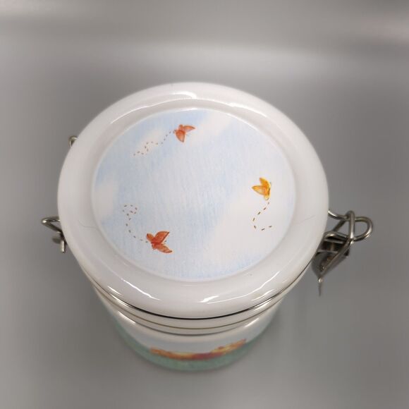 Disney Simply Pooh 6" Latched Lid Ceramic Crock Storage Jar Canister - Picture 2 of 10